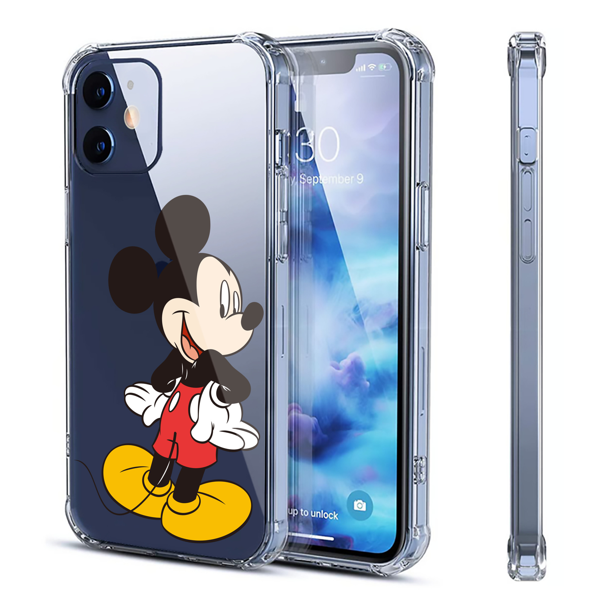 （画像用） ミッキーマウス Mickey Mouse 【iPhone 12シリーズ対応】透明スマホケース（クリアソフトケース）